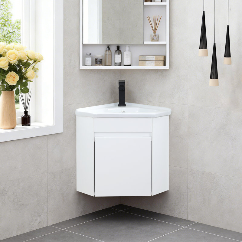 Ensemble de meuble-lavabo simple de coin 22 po avec plateau en céramique
