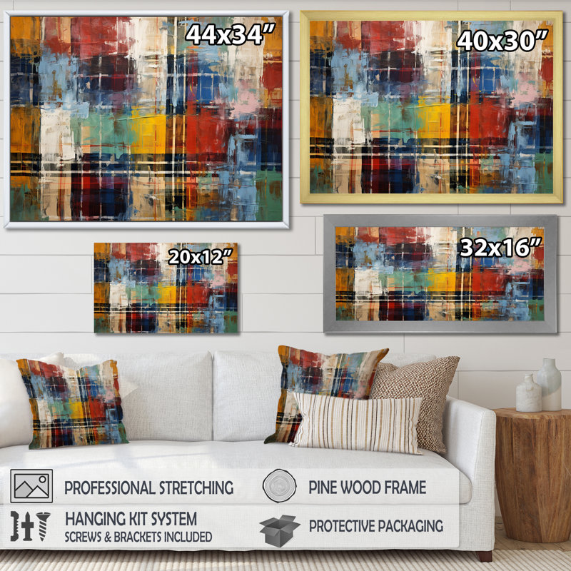 Carreaux colorés de couleurs terreuses IV - mosaïque boho, Cadre flottant brun, H 12 po x l 20 po x P 1 po