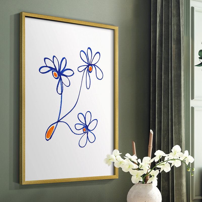 Reproduction encadrée «Wobbler Blooms III» - bois massif, H 28 po x l 22 po, Or