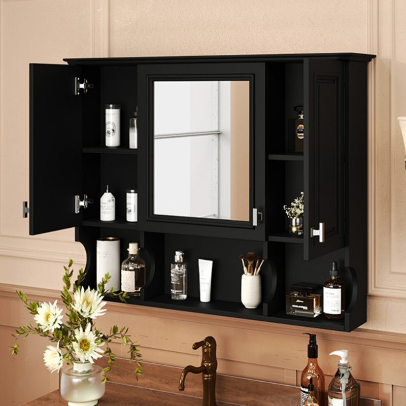 Armoire à pharmacie murale 35 po x 28 po, armoire de salle de bain moderne avec miroir, armoire à miroir avec tablettes ouvertes