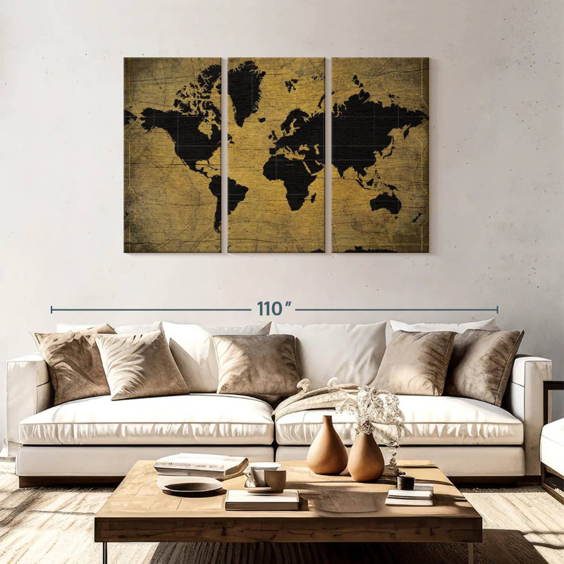 Carte du monde Aliaz, H 48 po x l 74 po