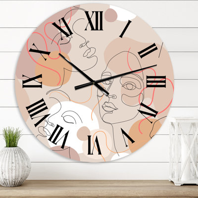 Abstrait une ligne Portraits de femme - horloge murale moderne