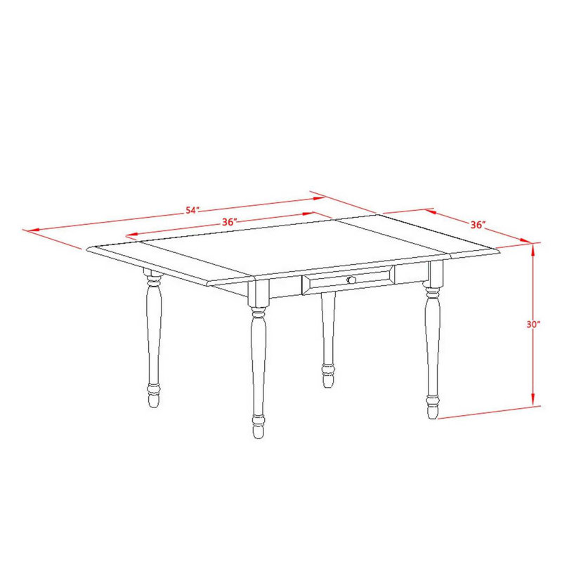 3 Piece Dining Table Set for Small Spaces Contains a Rectangle Dining Room Table with Dropleaf and 2 Wooden Seat Chairs, Black & Cherry