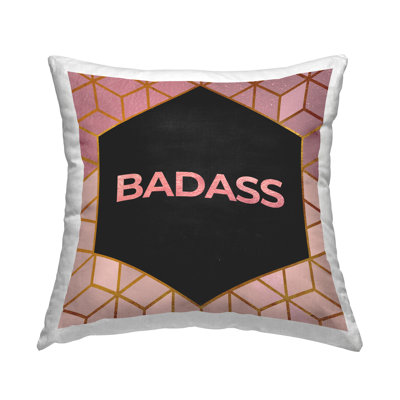 Coussin rose à motif de phrases Bad * Ss par Elephant Stock