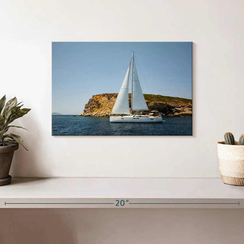 Mehar White Sailboat, 8" H x 12" W