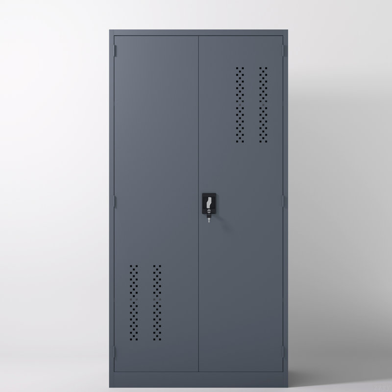 Metal Garage Storage Cabinet With 2 Doors And 4 Adjustable Shelves - 71.96-Inch Steel Lockable File Cabinet With Pegboard Interior, Suitable For Home Offices, Garages, Gyms, Schools (Gray)