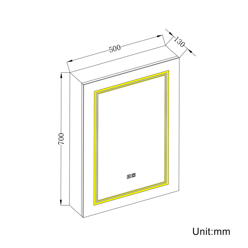 50mm W 70mm H Medicine Cabinet Mirror 3 Adjustable