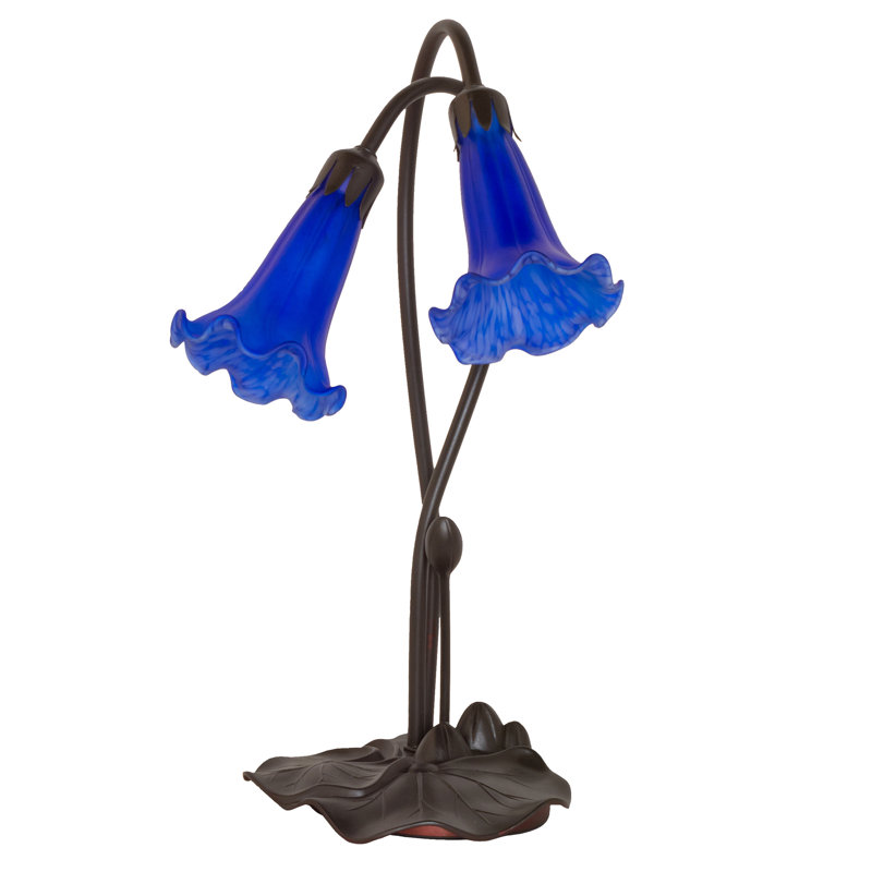 16" High Blue Pond Lily 2 LT Accent Lamp, Blue Pond