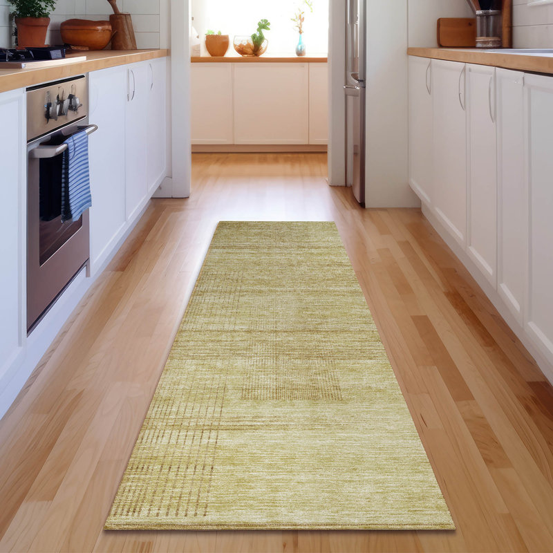 Premium Machine Washable Prisco Gold Rug, Runner 2'3" x 7'6"
