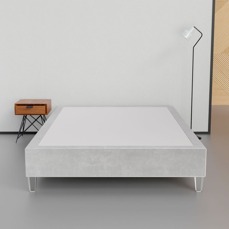 14-Inch Premium Kauly Material Wood Bed Frame, Comfortable Foundation with Acrylic Legs, Full, Teal