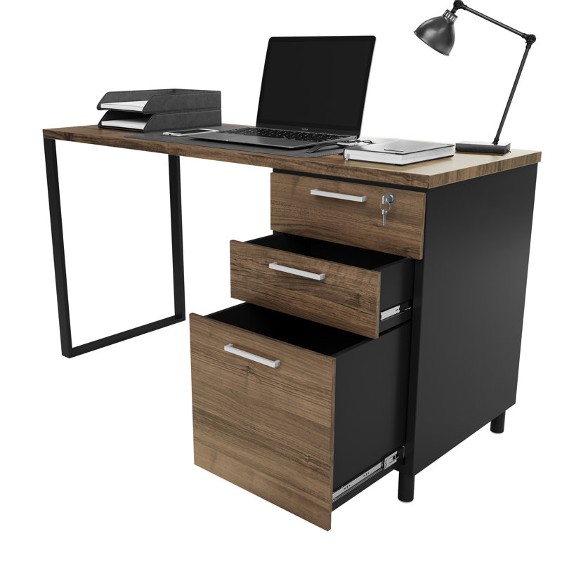 Bureau réversible Faith-Sharona, Brun / noir