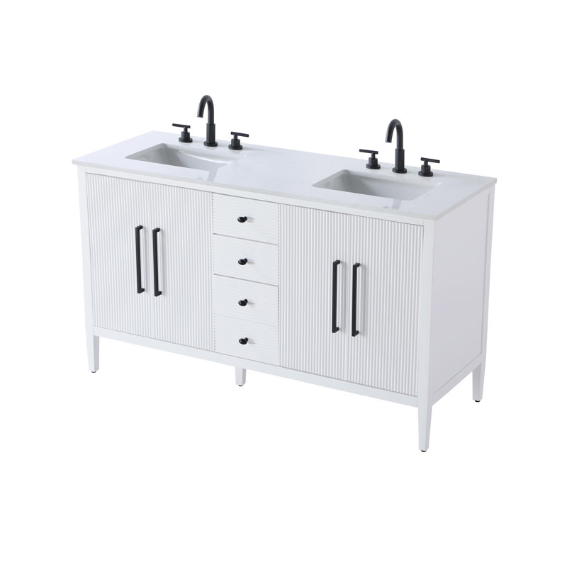 Meuble-lavabo double 60 po, Blanc