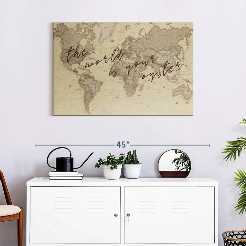 «The World is Your Oyster Map», reproduction sur toile tendue, H 24 po x l 36 po x P 1,25 po