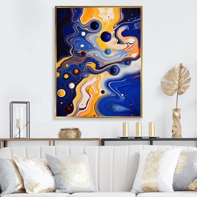 Yellow And Blue Liquid Ink River III - Liquid Ink Abstract Wall Art