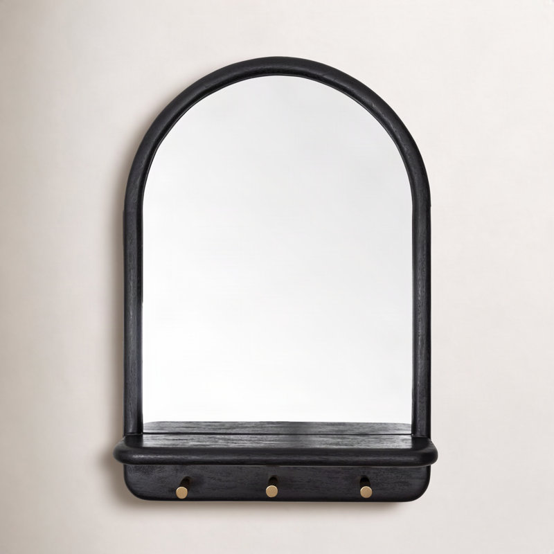 Erving Solid Wood Accent Wall Mirror, Black