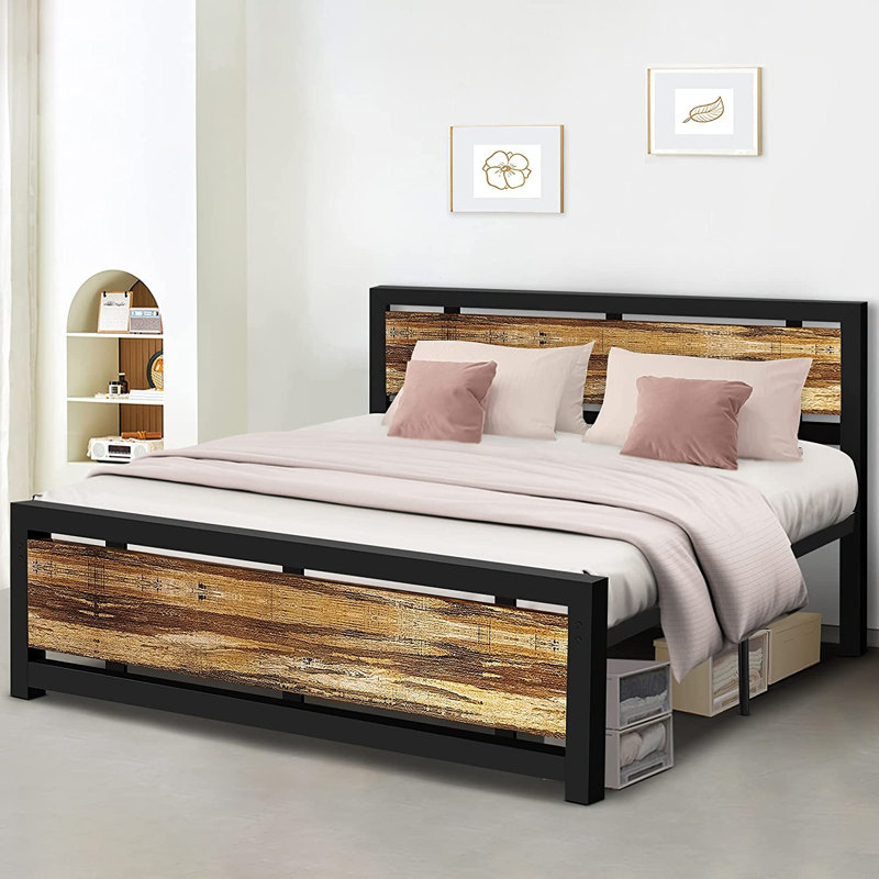 Wiesje Metal Standard Bed, King, Brown/Black