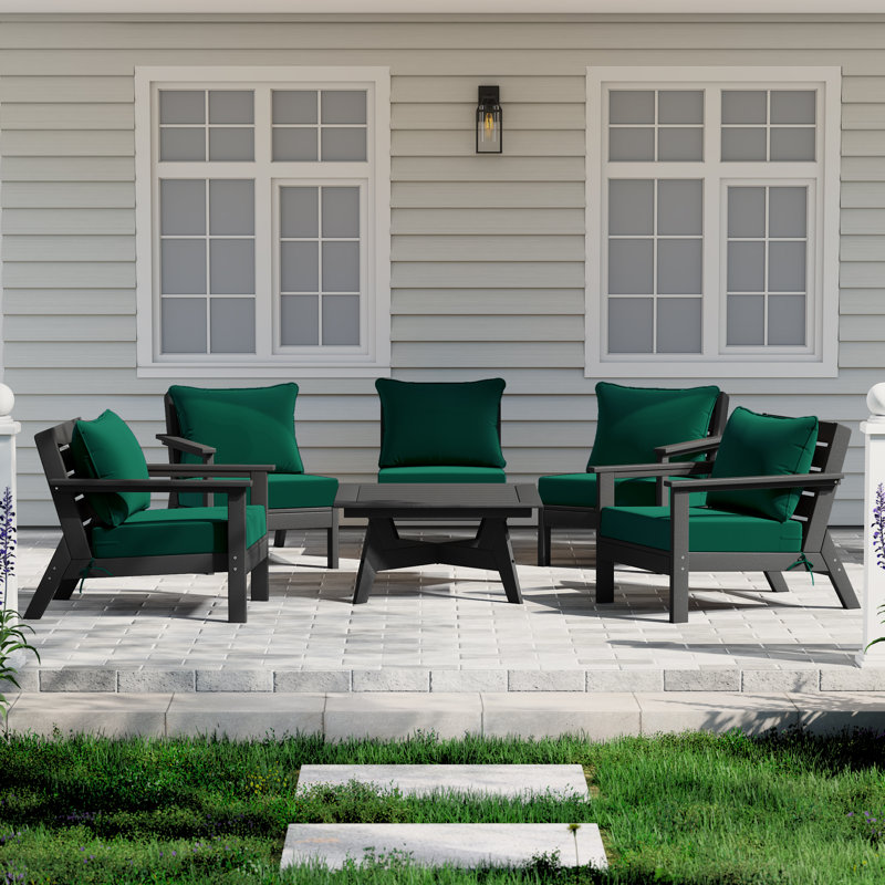 6-Piece Deep Seating Set, Black, Light Gray