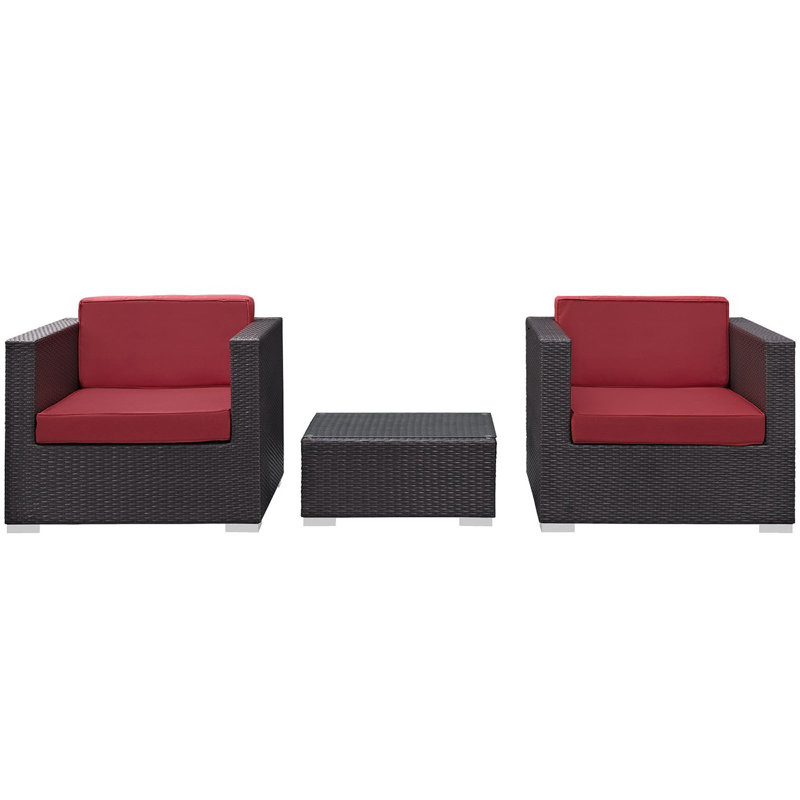 Ensemble de canapé d'extérieur 3 pièces rouge espresso Arcadia, Rouge