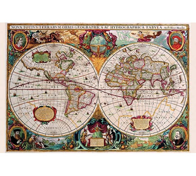 " Stereographic Map of The World " Graphic Art Print