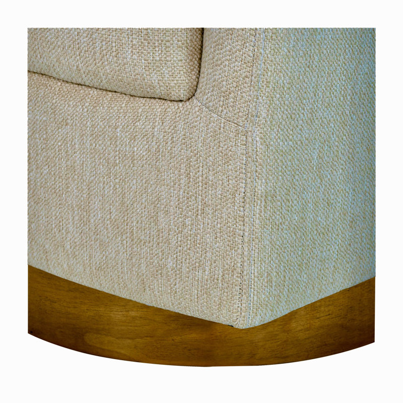 Ashton Upholstered Swivel Chair With Wood Base, Natural
