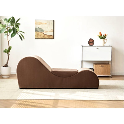 Méridienne ergonomique en brun - mousse haute douce, housse amovible et lavable à la machine