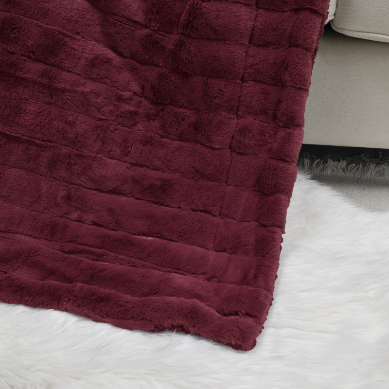Knitted Blanket, 127cm W x 152.4cm L, Tawny Port