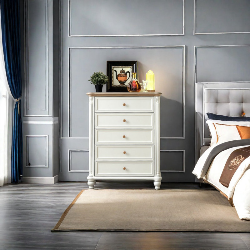 Cream-style Solid Wood Entrance Cabinet Solid Wood Accent Chest