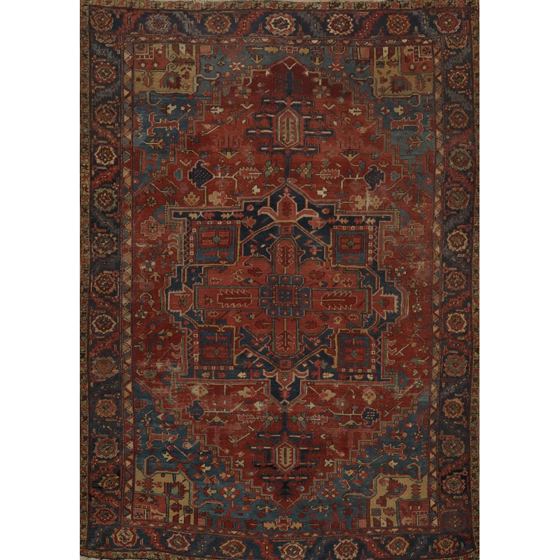 Tapis traditionnel à teinture végétale pré-1900 9 x 11