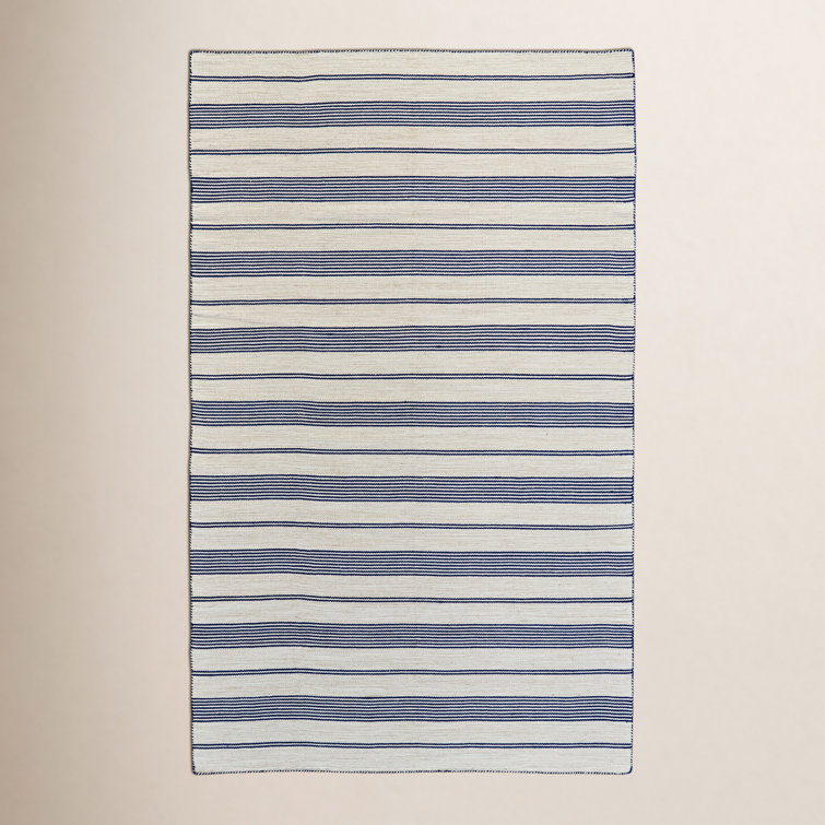 Perci Striped Handmade Navy Area Rug
