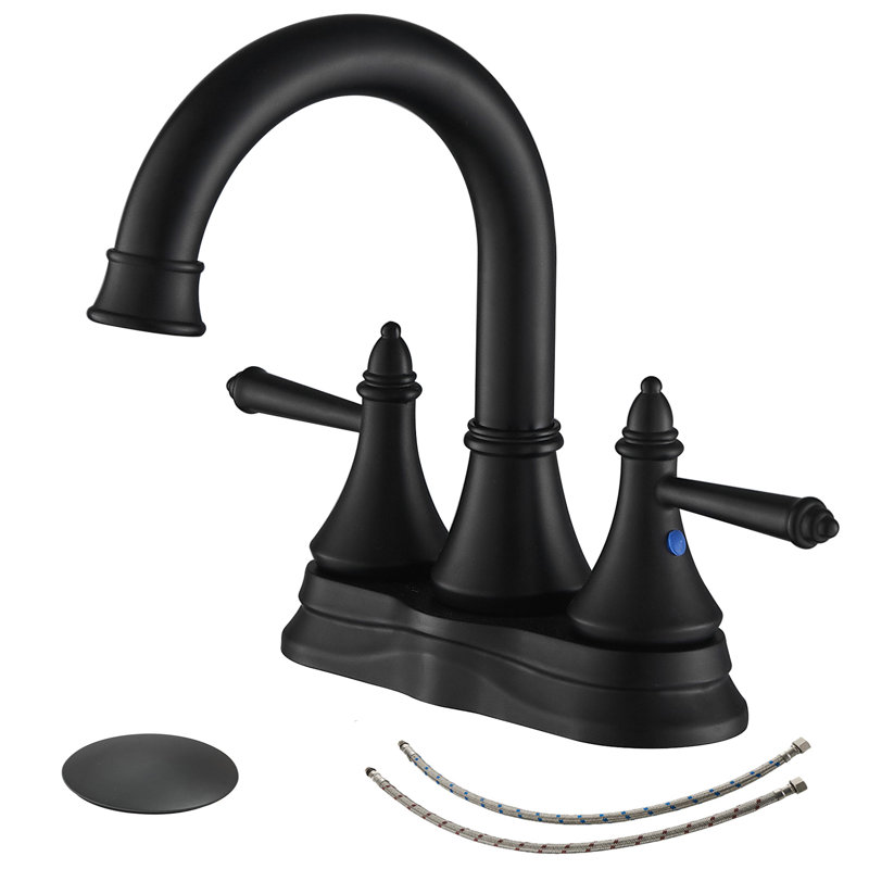 Centerset 2-handle Bathroom Faucet with Drain Assembly, Black