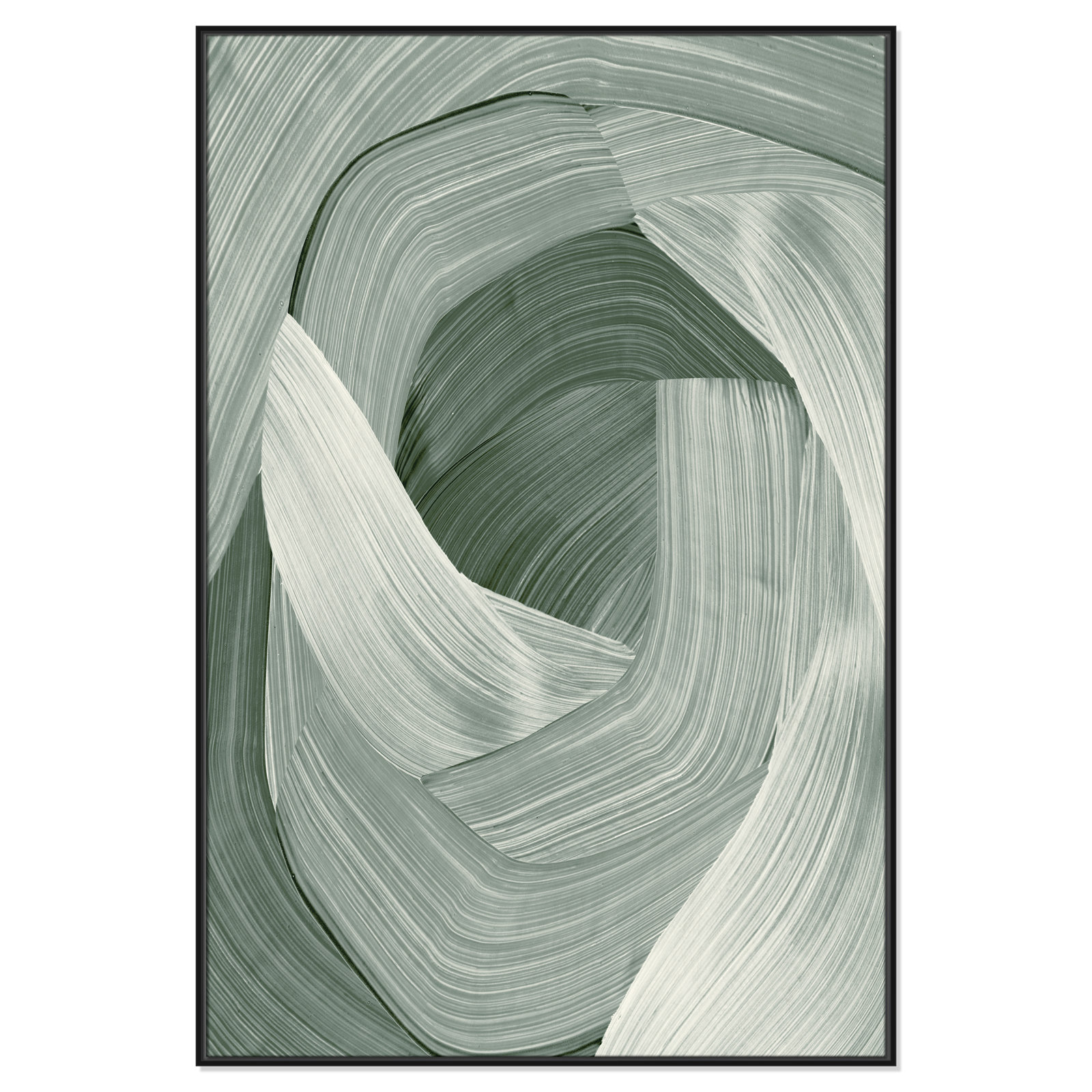 Enriched Emerald - Floater Frame Graphic Art Print on Canvas, Black , 61.5" H x 41.5" W