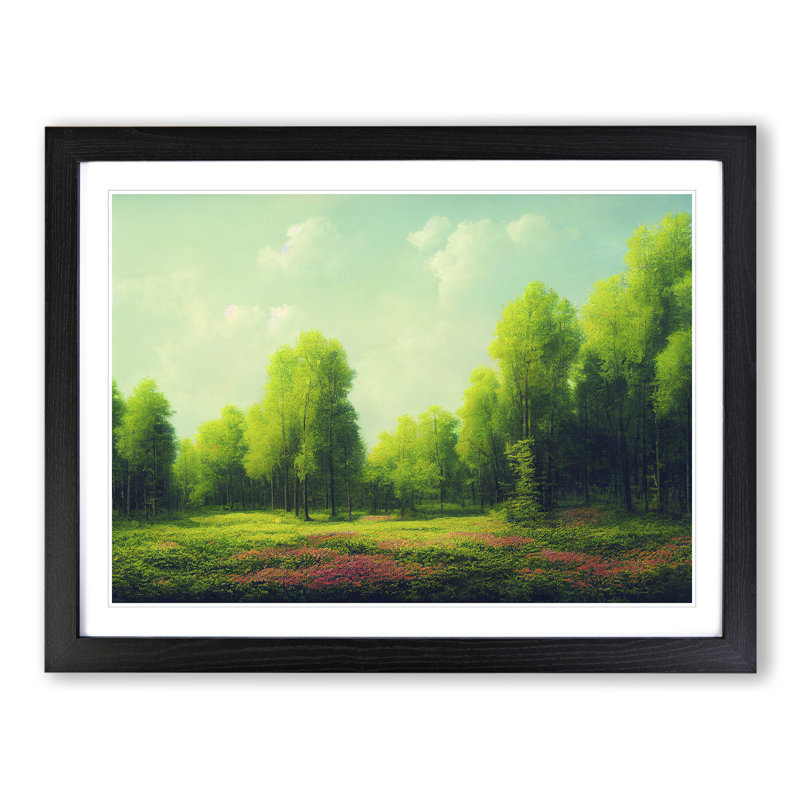 Eye Catching Spring Forest - Single Picture Frame Print, Black Framed, 46cm H x 64cm W x 2cm D