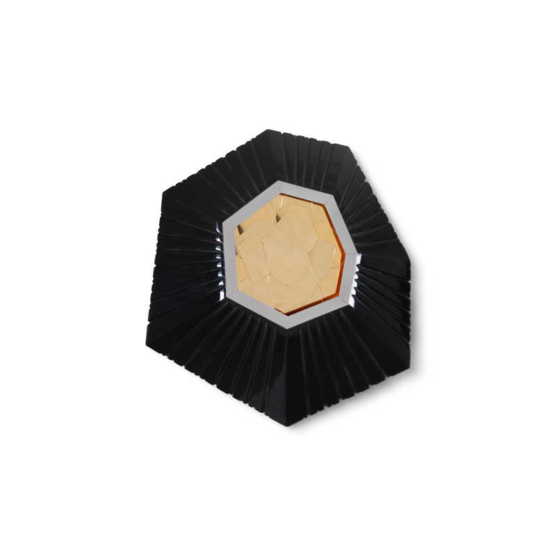 Large Black and Gold Hexagon Wall Tile with Mirror