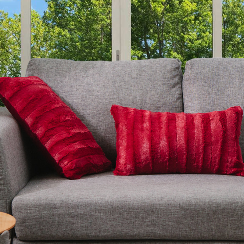 Housse et coussin rectangulaire imitation fourrure Swampscott, Marron