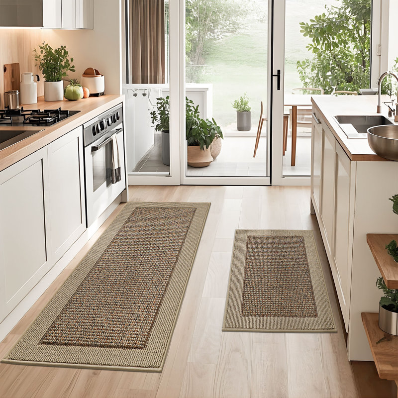 Kitchen Mats Set of 2 Non-Slip Kitchen Rugs for Floor, Absorbent and Stain Resistant Kitchen Runner, Machine Washable Rugs for Kitchen, Laundry & Sink