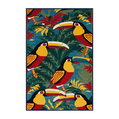 Washable Toucans Hawaiian Area Rug
