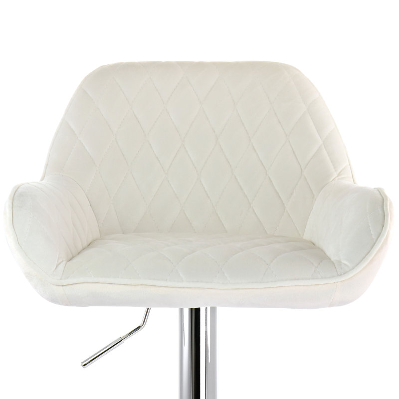 Swivel Upholstered Adjustable Height Counter Stool, White