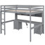 Lit mezzanine double avec bureau et station de charge, bureau moderne de rangement de couleur grise, armoires et recharge électrique, finition-415572130