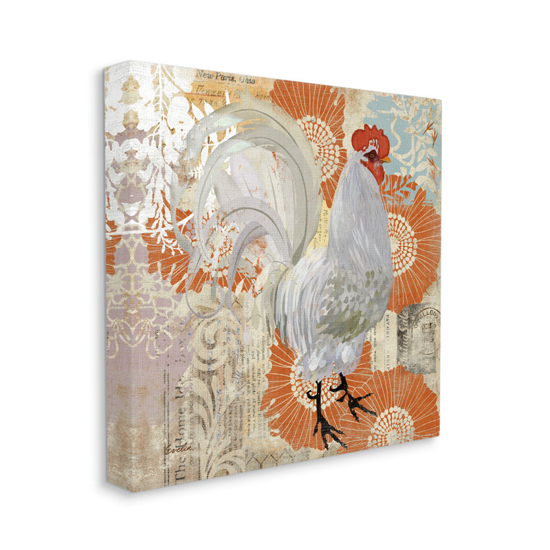 «Floral Chicken Kitchen Collage» par Evelia Designs, impression sur toile tendue, H 30 po x l 30 po x P 1,5 po