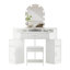 Corner Dressing Table with Stool, Makeup Vanity Desk with Charging Socket and LED Mirror