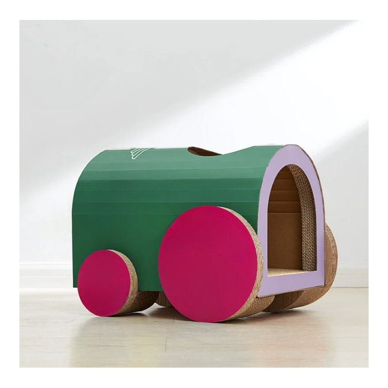Elyria Wood Pet Bed, Green/Pink