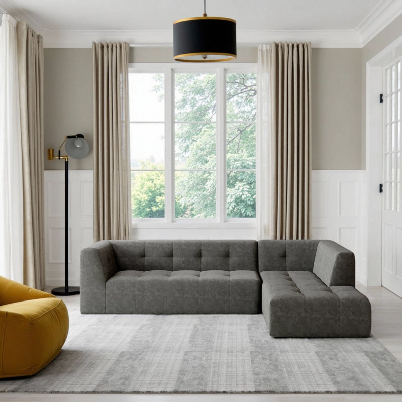 Canapé modulaire en chenille 112,2 po, Gris chenille