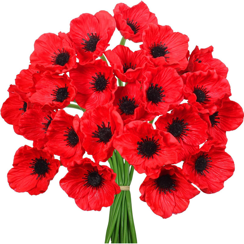 24pcs Real Touch Red Artificial Flower Stems