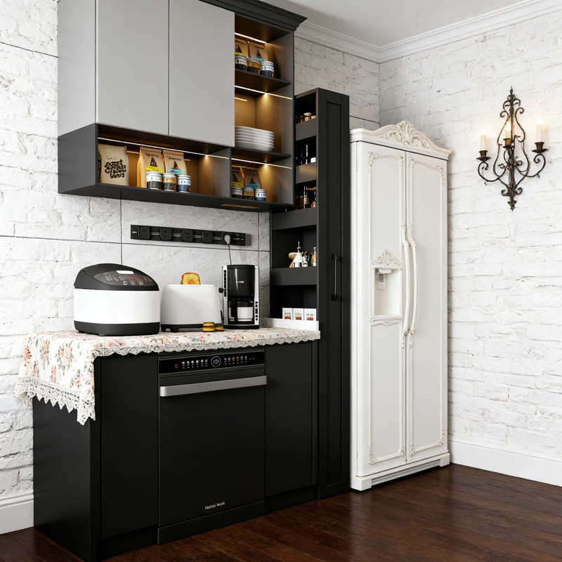 7 Tier Multi-functional Pull-out Storage Cabinet for Narrow Spaces, Black