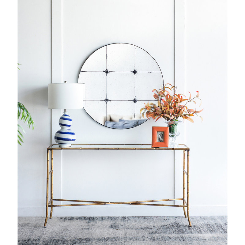 Miroir rond 36 po en verre antique traditionnel - Décorez votre maison avec salle de bain, vestibule, console