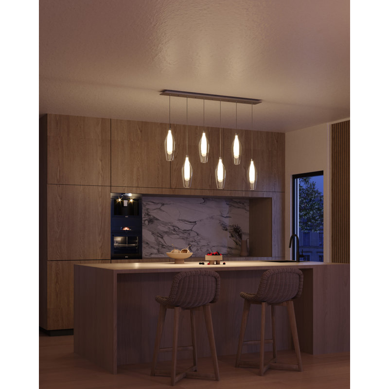 Luminaire suspendu chromé 6 lumières Victoria, Six lumières, 17 W