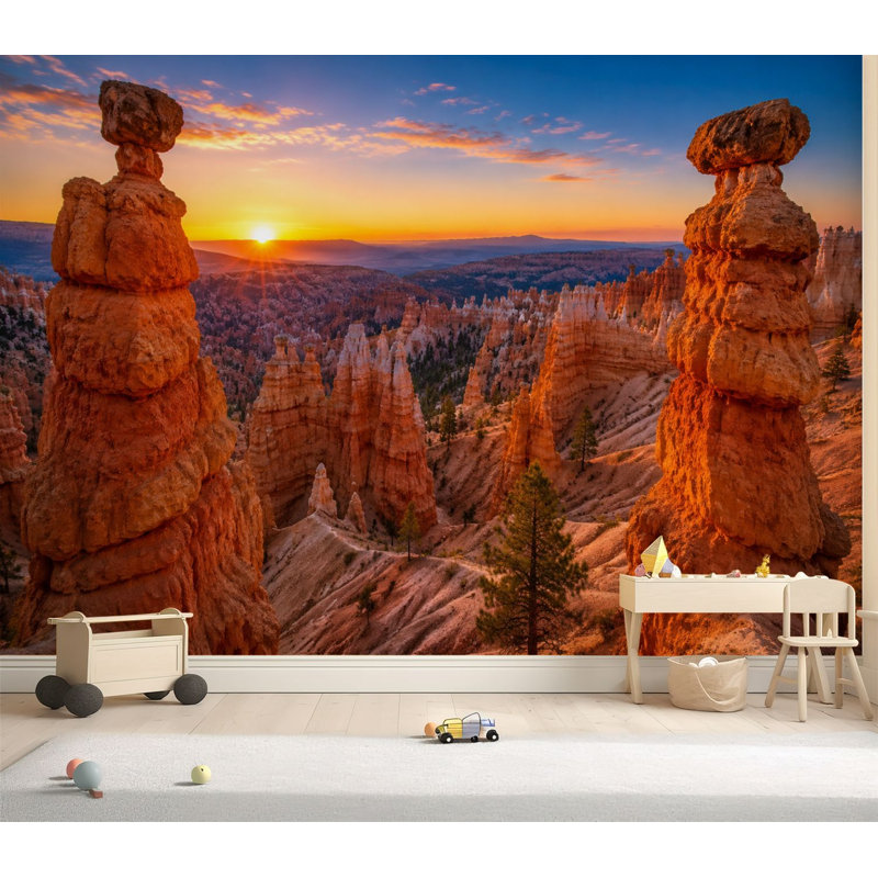 Papier peint adhésif autocollant amovible Bryce Sunrise, L 69 po x l 96 po