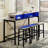 59"Console Table with Power Socket and LED light, 3 Saddle Stools-1407535294