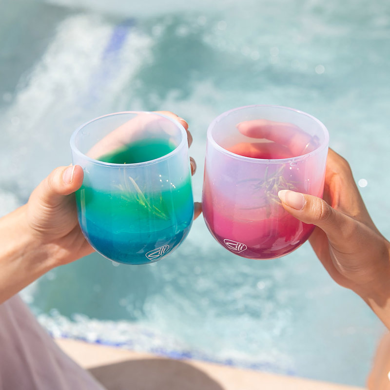 Silipint: Silicone 12oz Stemless Wine Glasses: 6 Pack - 3 Hippie Hops & 3 Arctic Sky