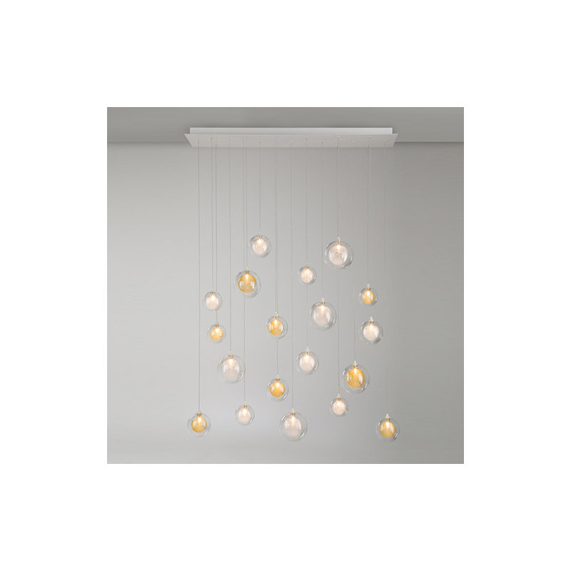 19 - Light Pendant, Clear/Gold